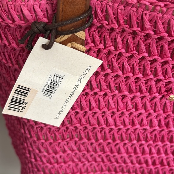 Vibrant Pink Tote Bag with Brown Handles,NWT - Picture 2 of 4